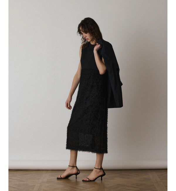  「フェザー刺繍コンビワンピース」|ワンピース|