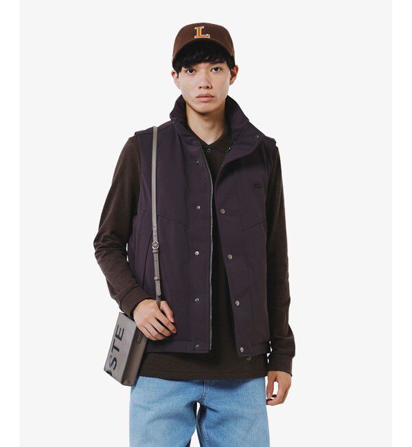 LACOSTE「RDS認証ダウン 耐水透湿 ハイネック ジップアップ ピケダウンベスト」|ダウンベスト・ベスト|ダークブラウン