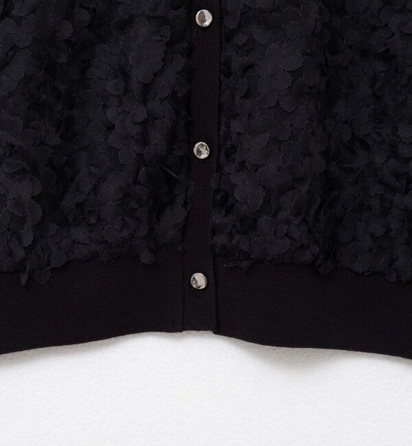 NOLLEY'S「《手洗い可能》シフォン刺繍生地クルーネックカーディガン」|カーディガン|