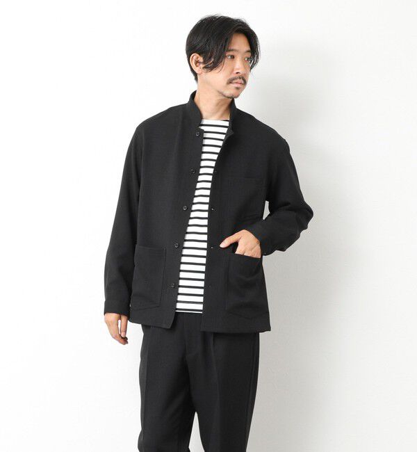 NOLLEY'S goodman「《セットアップ対応》LANATEC ウーステッドサージストレッチ マオカラーシャツブルゾン」|ブルゾン・スタジャン|