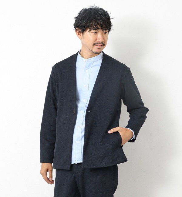 NOLLEY'S goodman「《ビジカジ/セットアップ対応》【尾州】先染めウォッシャブルノーカラーカーディガンジャケット 25AW」|ノーカラージャケット|