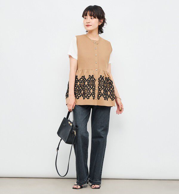 NOLLEY'S「レース付きペプラムベスト」|ベスト・ジレ|