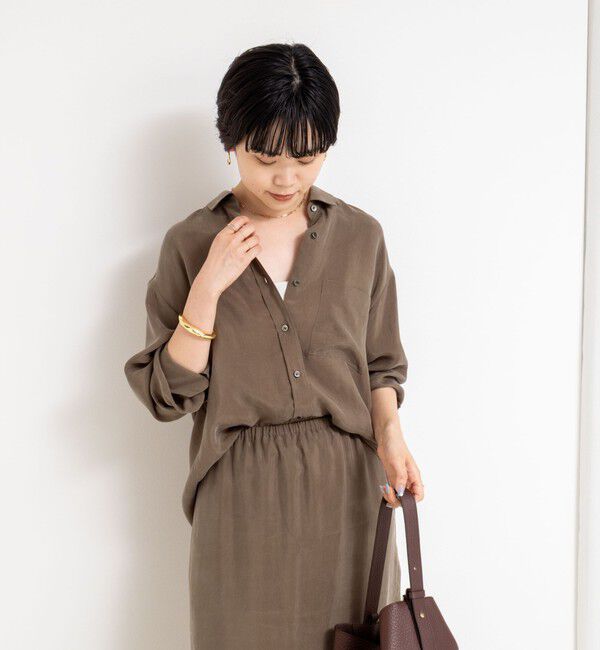 NOLLEY'S「《セットアップ対応》ウォッシャブルシルキーキュプラドレープシャツ」|シャツ・ブラウス|