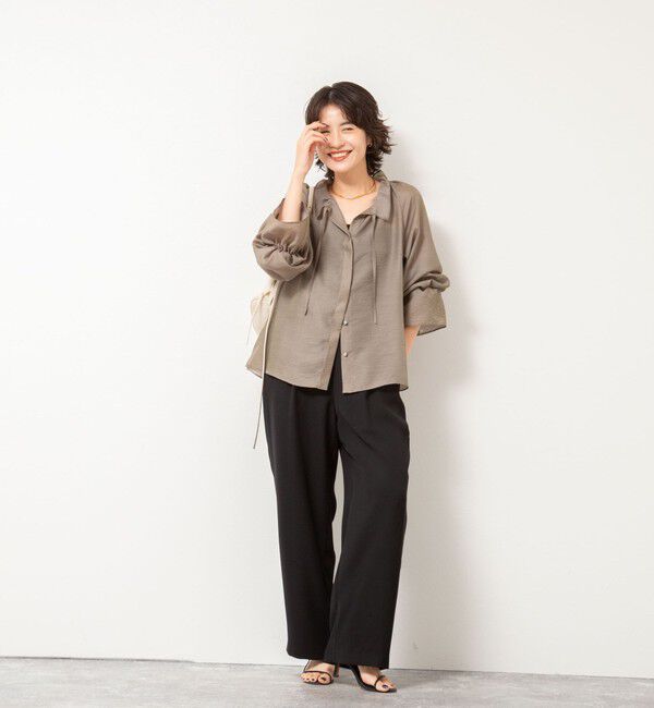 NOLLEY'S sophi「《セットアップ対応》ウォッシャブルダブルクロスサテンイージーワイドパンツ」|その他|