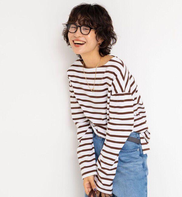 Rie Miller「BIGマリンボーダーボートネックプルオーバーカットソー」|Tシャツ・カットソー|