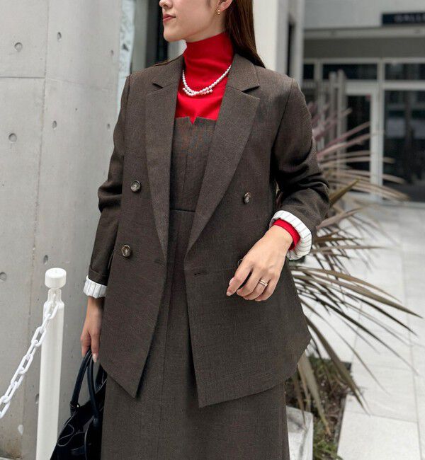 NOLLEY'S「《セットアップ対応》ウォッシャブルウール調ストレッチダブルジャケット」|テーラードジャケット|