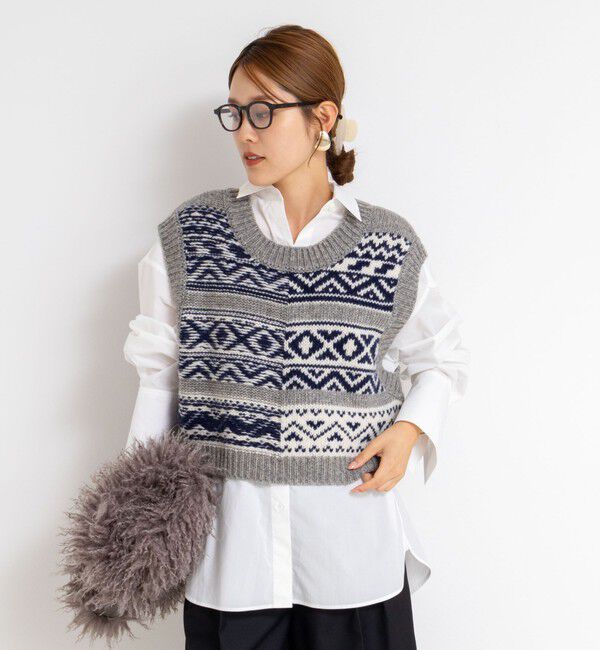 Rie Miller「ノルディック柄2WAYベスト」|ベスト・ジレ|