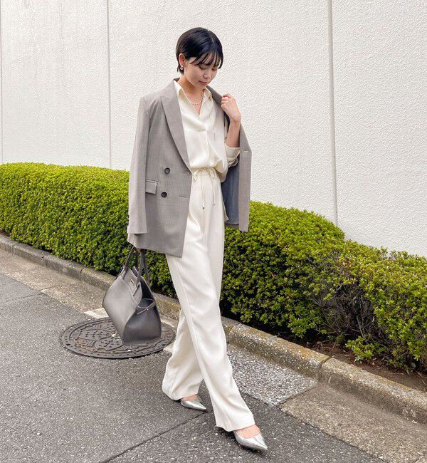 NOLLEY'S sophi「《morisachiシリーズとセットアップ対応》ウォッシャブルダブルサテンスキッパーブラウス」|シャツ・ブラウス|