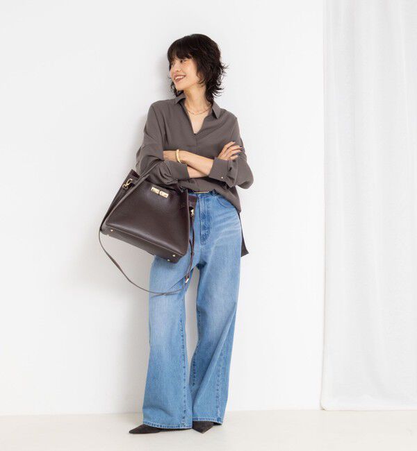 NOLLEY'S sophi「《morisachiシリーズとセットアップ対応》ウォッシャブルダブルサテンスキッパーブラウス」|シャツ・ブラウス|