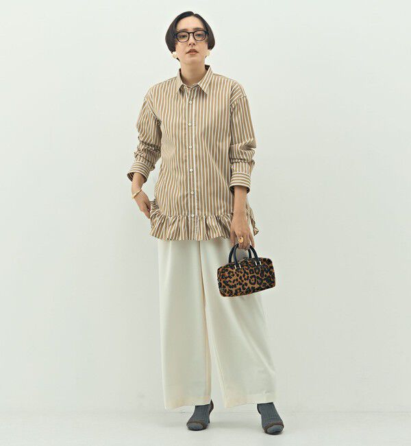 Rie Miller「ウォッシャブル裾フリルレギュラーカラーシャツ」|シャツ・ブラウス|