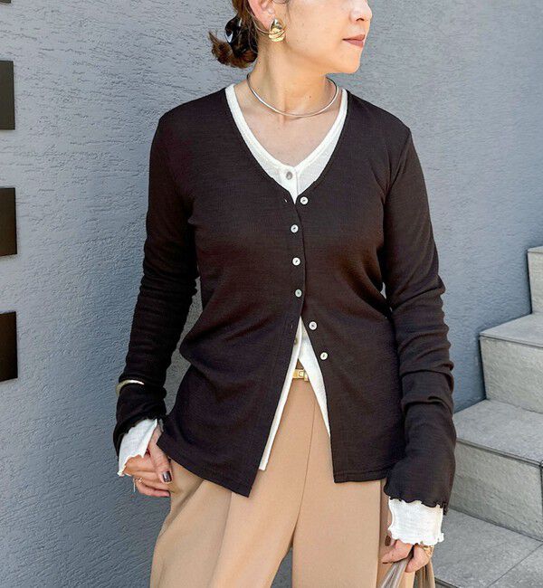 NOLLEY'S「MY STANDARD ウォッシャブルリブカーディガン」|カーディガン|ダークブラウン