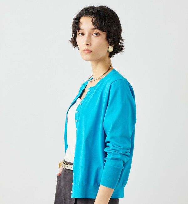 NOLLEY'S「《手洗い可能》コットンテックスクルーネックカーディガン」|カーディガン|