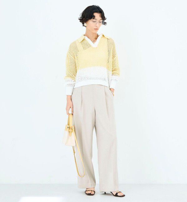 NOLLEY'S「《手洗い可能》テープメッシュ編ポロプルオーバー」|ニット・セーター|