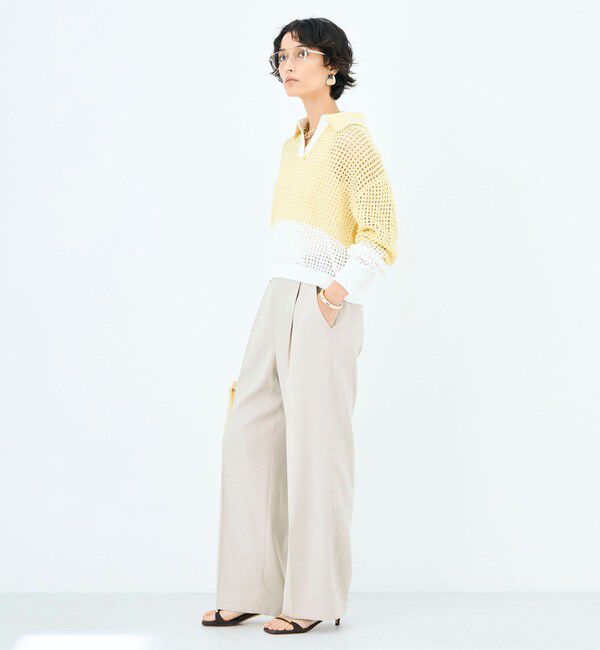 NOLLEY'S「《手洗い可能》テープメッシュ編ポロプルオーバー」|ニット・セーター|