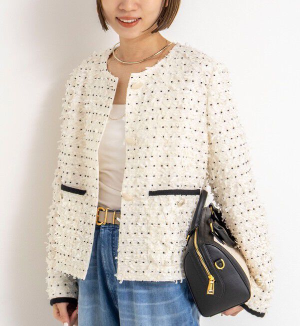 NOLLEY'S「45th limited editionフラッグカラミジャケット」|ノーカラージャケット|オフホワイト