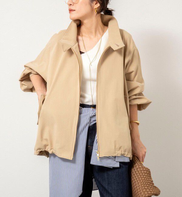 NOLLEY'S「NMPウォッシャブルスウィングトップブルゾン」|ブルゾン・スタジャン|ベージュ