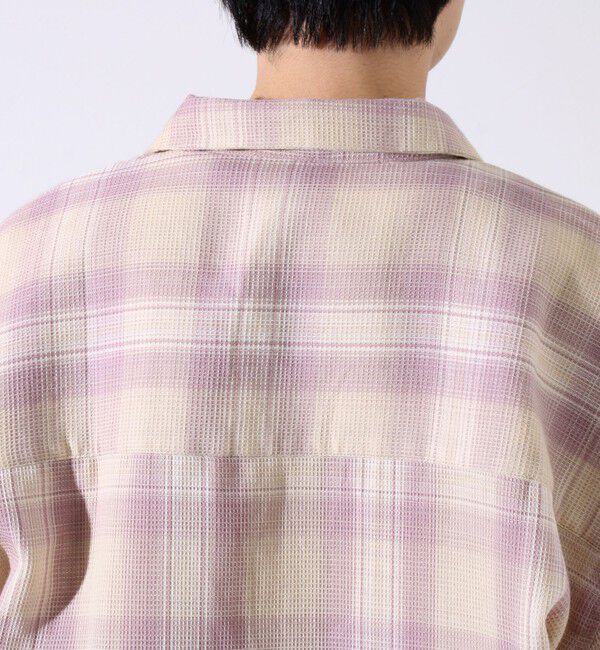 GLOSTER「【残暑にも快適なさらっとシャツ】ワッフルチェック ロングスリーブシャツ オンブレチェック」|シャツ・ブラウス|