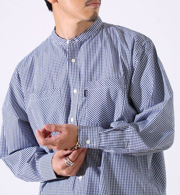 GLOSTER「【GLOSTER/グロスター】T/Cブロード バンドカラーシャツ（ギンガム/タータン）」|シャツ・ブラウス|