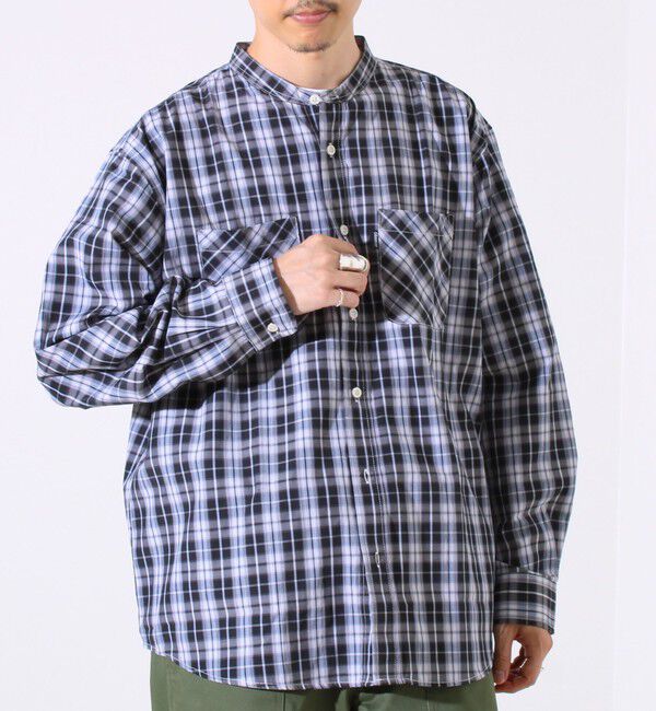 GLOSTER「【GLOSTER/グロスター】T/Cブロード バンドカラーシャツ（ギンガム/タータン）」|シャツ・ブラウス|