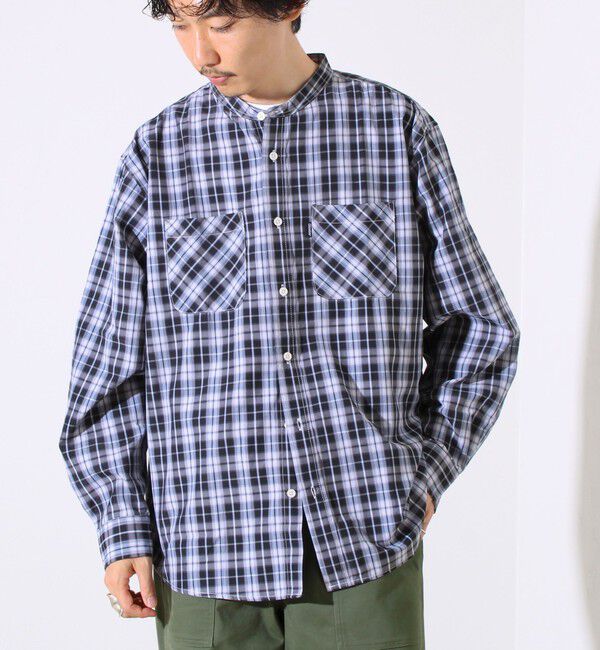 GLOSTER「【GLOSTER/グロスター】T/Cブロード バンドカラーシャツ（ギンガム/タータン）」|シャツ・ブラウス|