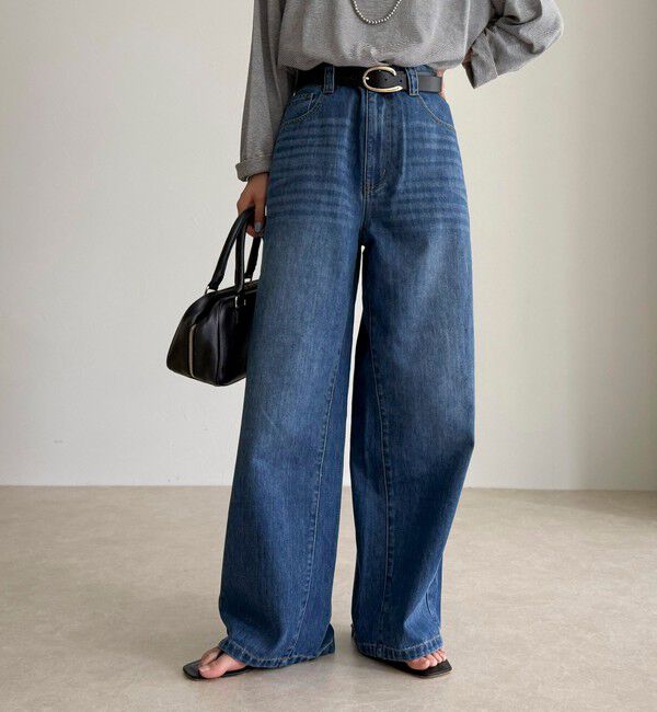 fredy emue「カラーストレートデニムパンツ」|デニム|ブルー