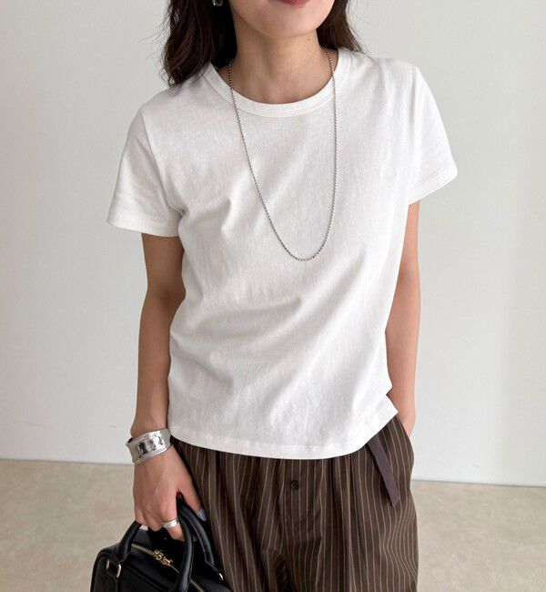 fredy emue「ボーダー/無地ワンポイントロゴコンパクトTシャツ」|Tシャツ・カットソー|