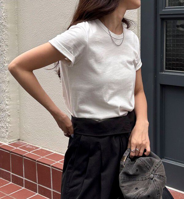 fredy emue「ボーダー/無地ワンポイントロゴコンパクトTシャツ」|Tシャツ・カットソー|