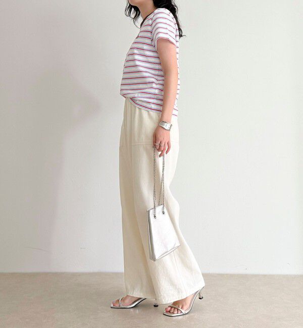 fredy emue「ボーダー/無地ワンポイントロゴコンパクトTシャツ」|Tシャツ・カットソー|