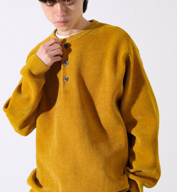 GLOSTER「【昨年人気アイテム再登場！チクチクしないニット】モールバックボーダー ヘンリーネックニット」|ニット・セーター|