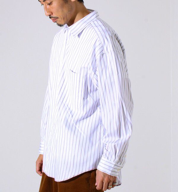 GLOSTER「【裾ステッチで差がつく】ストライプオーバーシャツ」|シャツ・ブラウス|