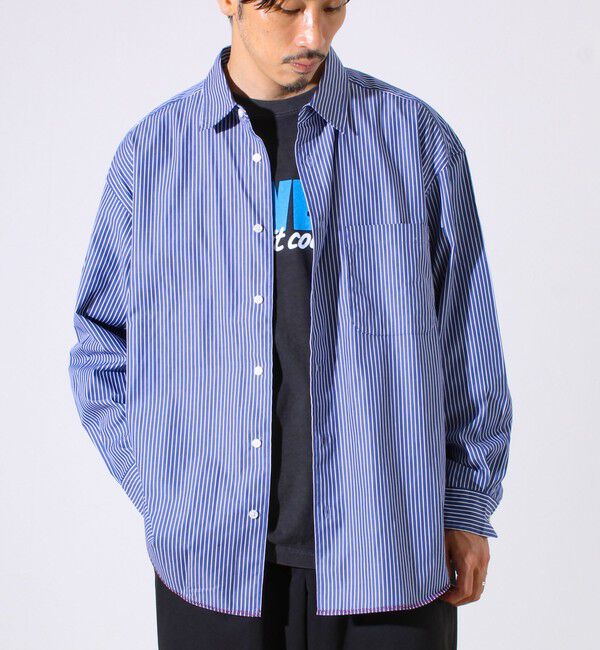 GLOSTER「【裾ステッチで差がつく】ストライプオーバーシャツ」|シャツ・ブラウス|