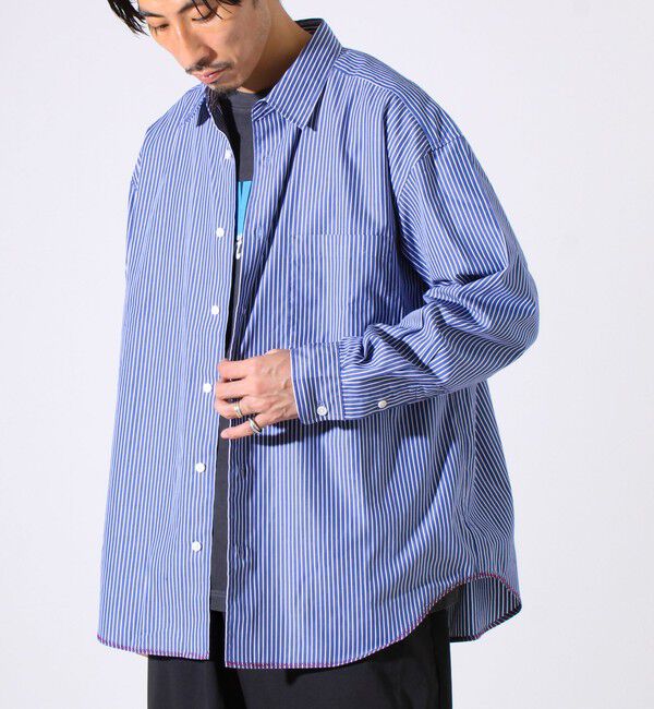 GLOSTER「【裾ステッチで差がつく】ストライプオーバーシャツ」|シャツ・ブラウス|