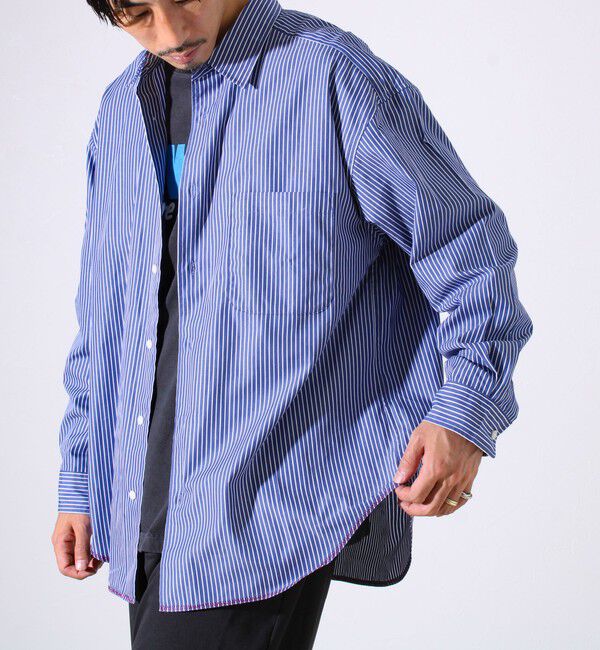 GLOSTER「【裾ステッチで差がつく】ストライプオーバーシャツ」|シャツ・ブラウス|