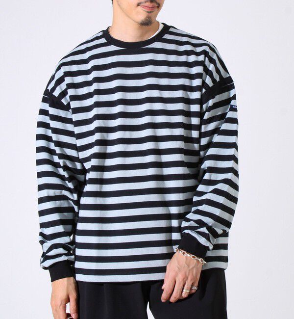 GLOSTER「【配色ラインが差をつける】ボーダーアームテープロンT」|Tシャツ・カットソー|