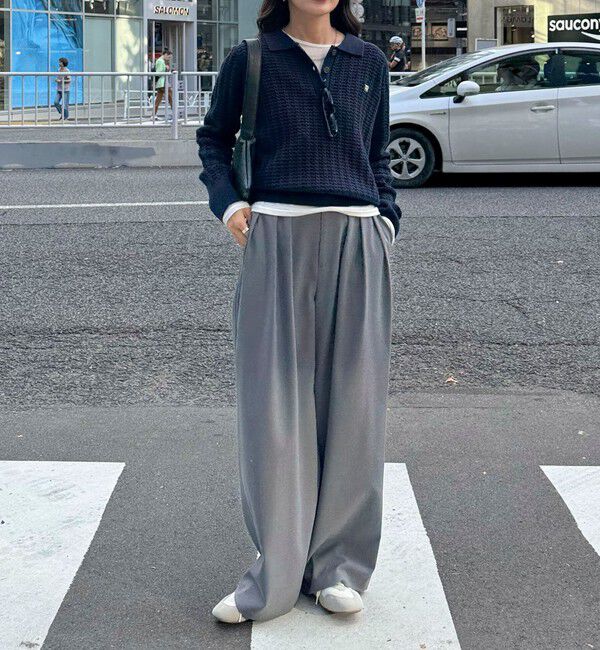 fredy emue「FR刺繍ケーブル柄ポロ衿ニットプルオーバー」|ニット・セーター|