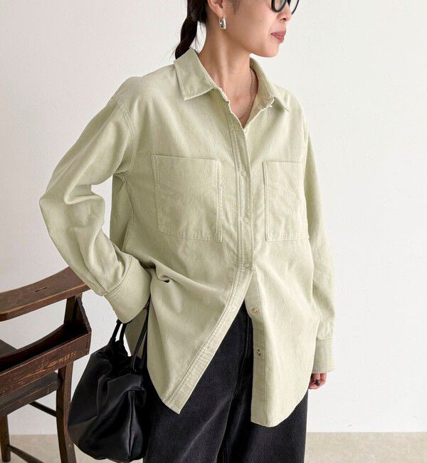 fredy emue「コーデュロイシャツ」|シャツ・ブラウス|ライトグリーン
