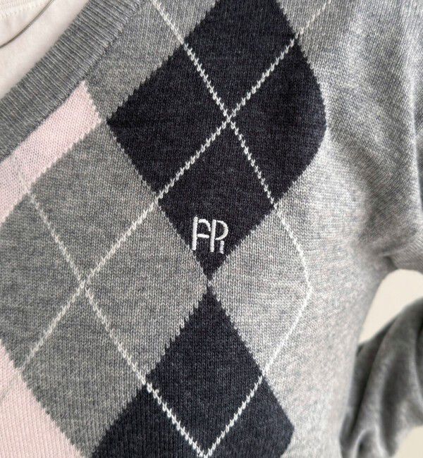 fredy emue「アーガイル柄インターシャVネックニット」|ニット・セーター|