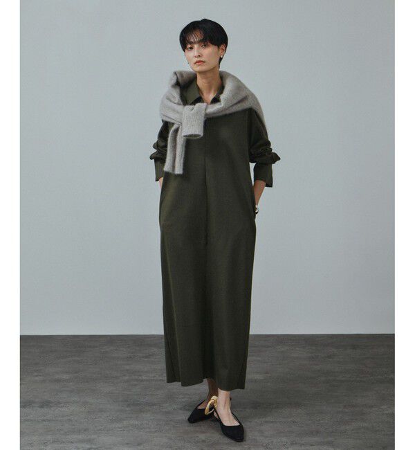 SALON adam et rope'「ミルドジャージシャツワンピース」|ワンピース|カーキー(36)