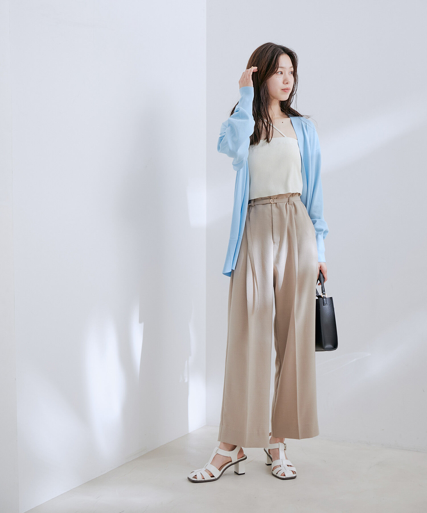 VIS「【接触冷感・洗える】美easy Dカンベルト付きワイドパンツ【セットアップ対応】」|スラックス|