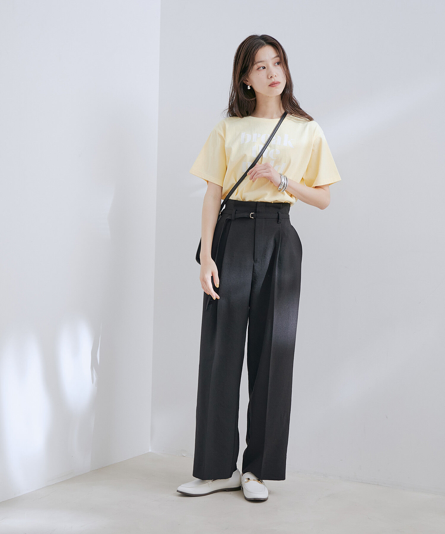 VIS「【接触冷感・洗える】美easy Dカンベルト付きワイドパンツ【セットアップ対応】」|スラックス|