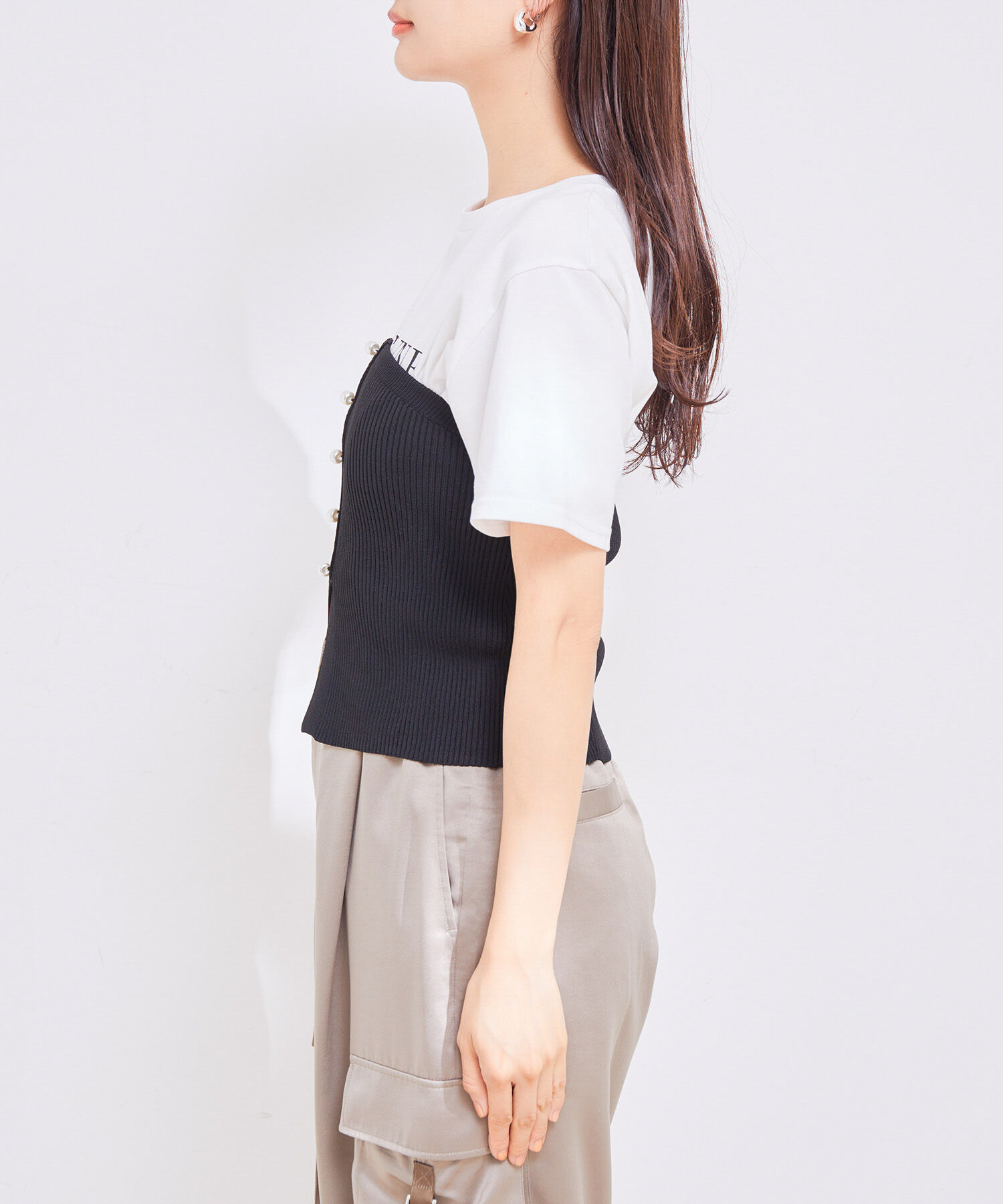 VIS「【洗える】パール釦ニットビスチェ」|ニット・セーター|