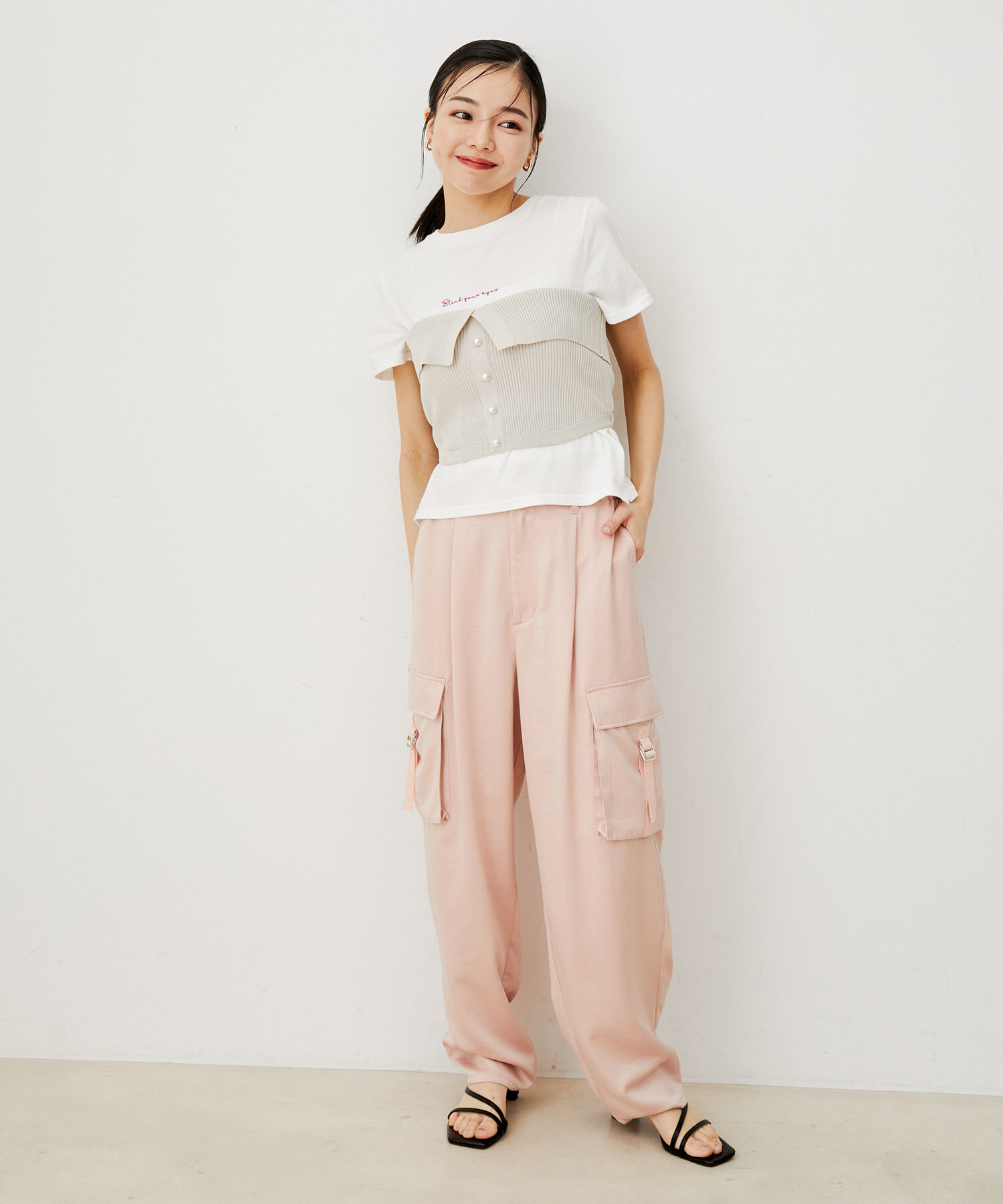 VIS「【洗える】パール釦ニットビスチェ」|ニット・セーター|