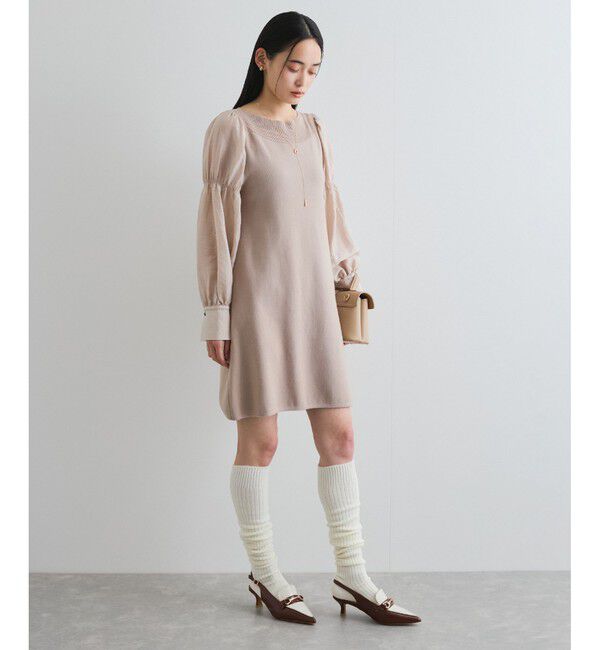 VIS「【洗える】ニットドッキングAラインミニワンピース」|ワンピース|