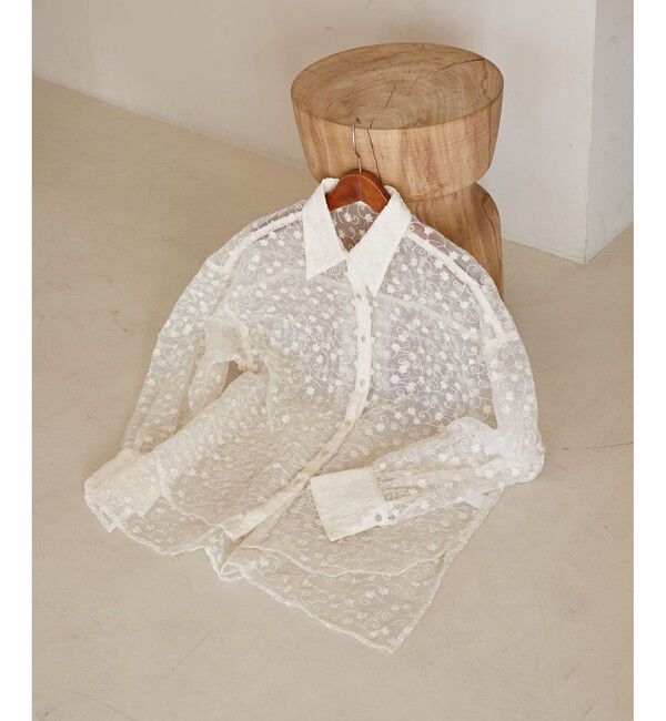 VIS「【洗える】アソートシアーシャツ(フラワー刺繍&無地）」|シャツ・ブラウス|