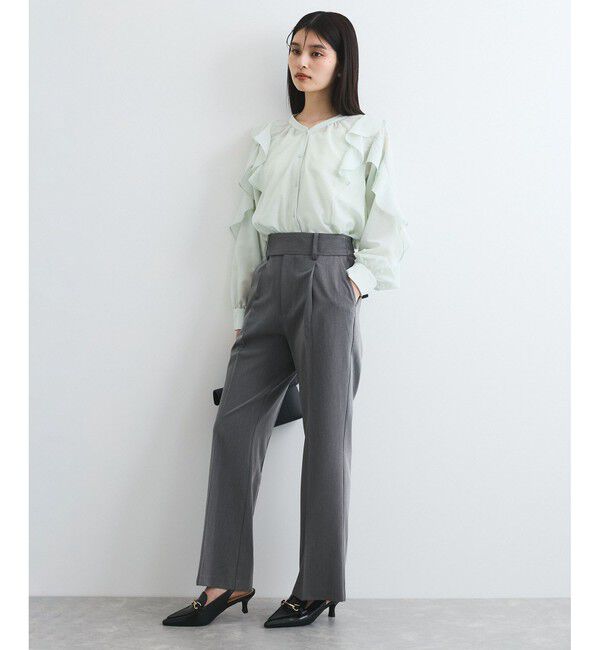 VIS「太ベルトディテールストレートスラックスパンツ」|スラックス|