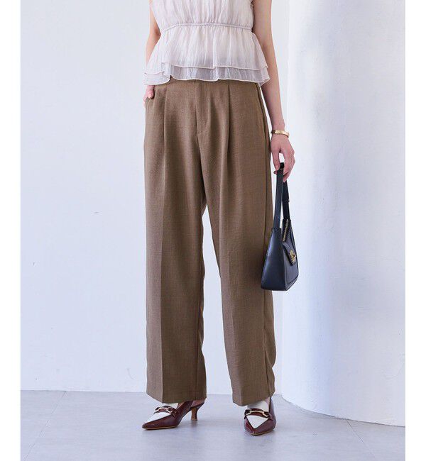 VIS「【美easy】ワンタックワイドスラックスパンツ【接触冷感/洗える】」|スラックス|