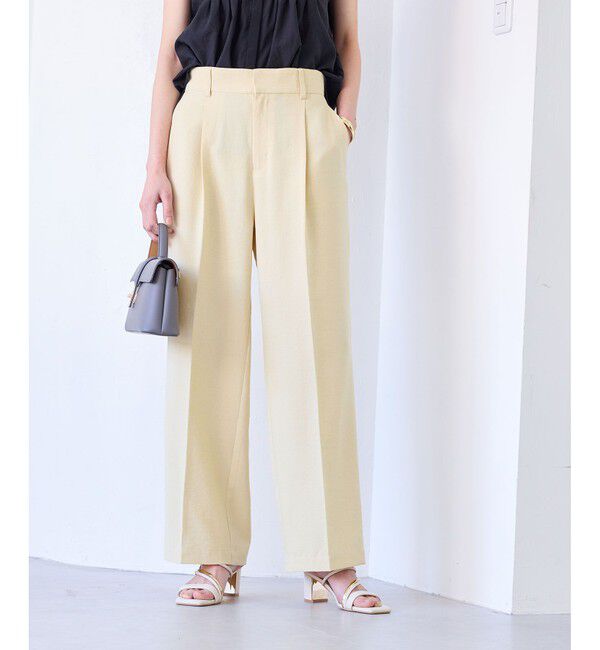 VIS「【美easy】ワンタックワイドスラックスパンツ【接触冷感/洗える】」|スラックス|