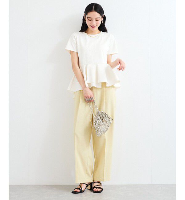 VIS「イレギュラーヘム異素材ドッキングペプラムプルオーバー」|Tシャツ・カットソー|