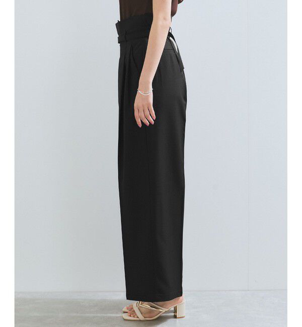 VIS「【新色追加】【防シワ/接触冷感】ベルトディテールタックワイドスラックスパンツ」|スラックス|