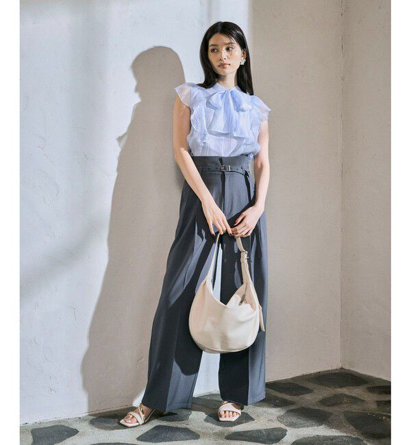 VIS「主役級！華やぎシアーシャイニーボウタイフリルブラウス【前後2WAY】【洗える】」|シャツ・ブラウス|